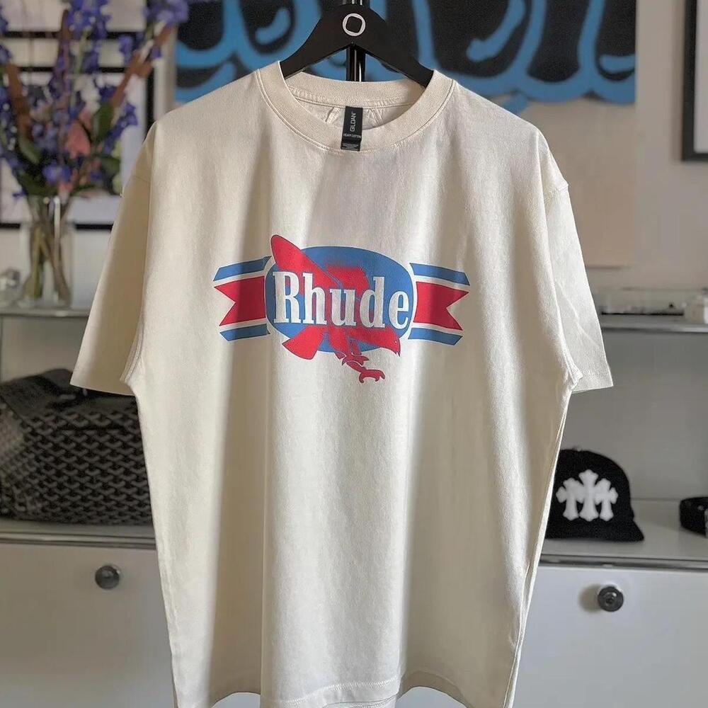 Cream And Red Rhude Streetwear Tee